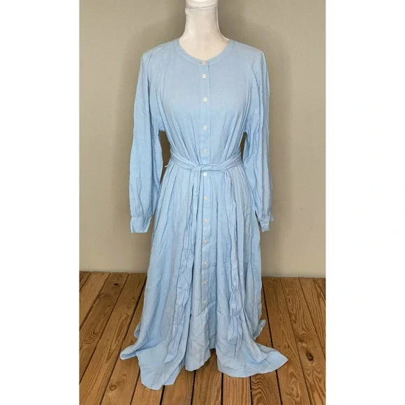 NWT J. Crew Womens Blue Handkerchief Hem Long Sleeve Shirt Dress Size  Medium